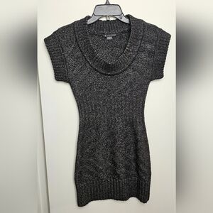 Armani Exchange Off Shoulder Metallic Black Knit Sweater Dress